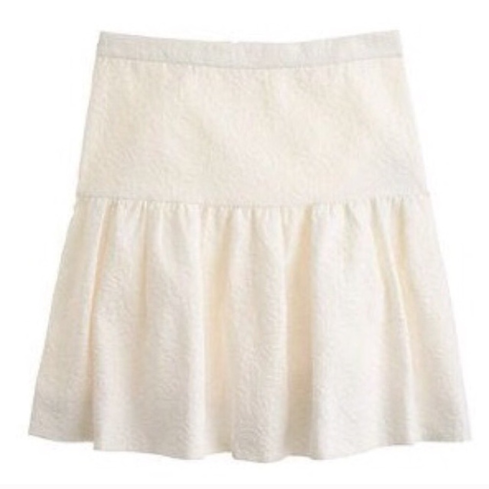 J. Crew Embossed Flare Mini Skirt White | Graduation Bridal Wedding Guest | 0